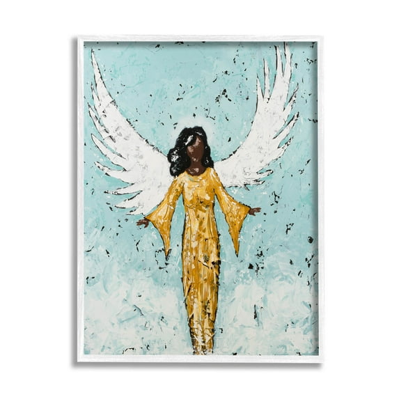 Stupell Industries Angel Wings Woman Portrait Painting White Framed Art Print Wall Art, Design by Jade Reynolds