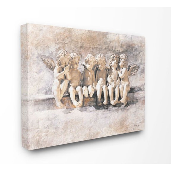 Stupell Industries Angels Chatting Religious Neutral Gray Painting Canvas Wall Art by Young and Proven