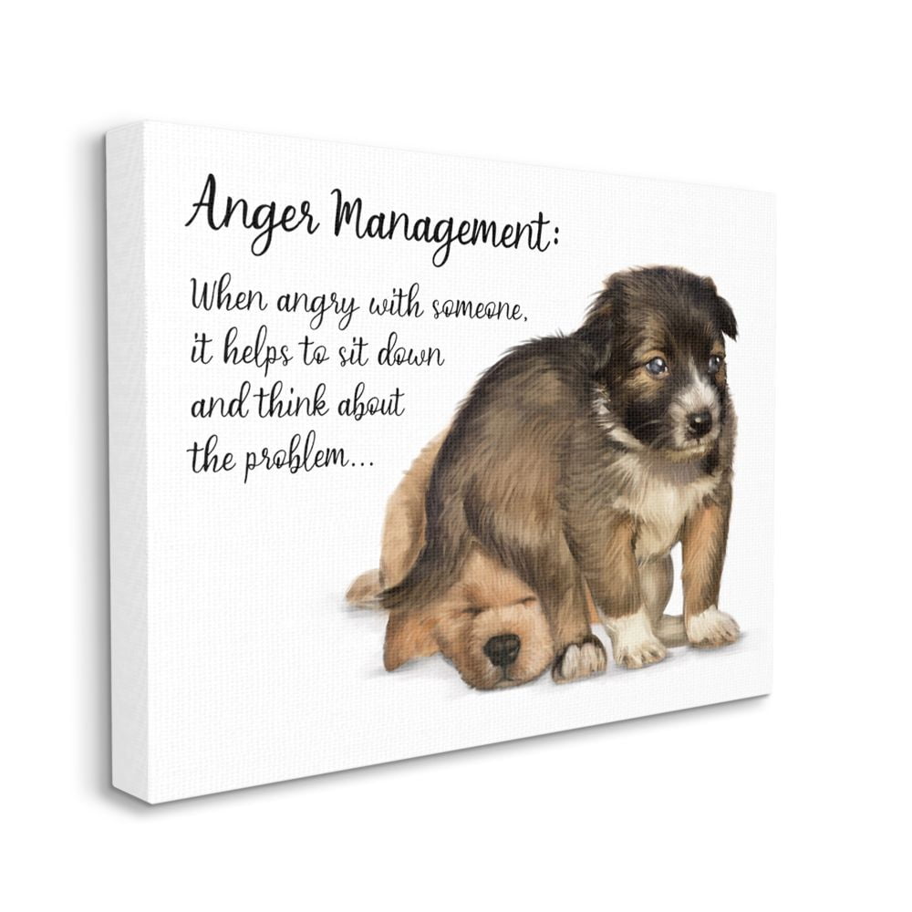 Stupell Industries Anger Management Advice Puppy Dog Humor Phrase Canvas Wall Art Design by Ziwei Li, 30" x 40"