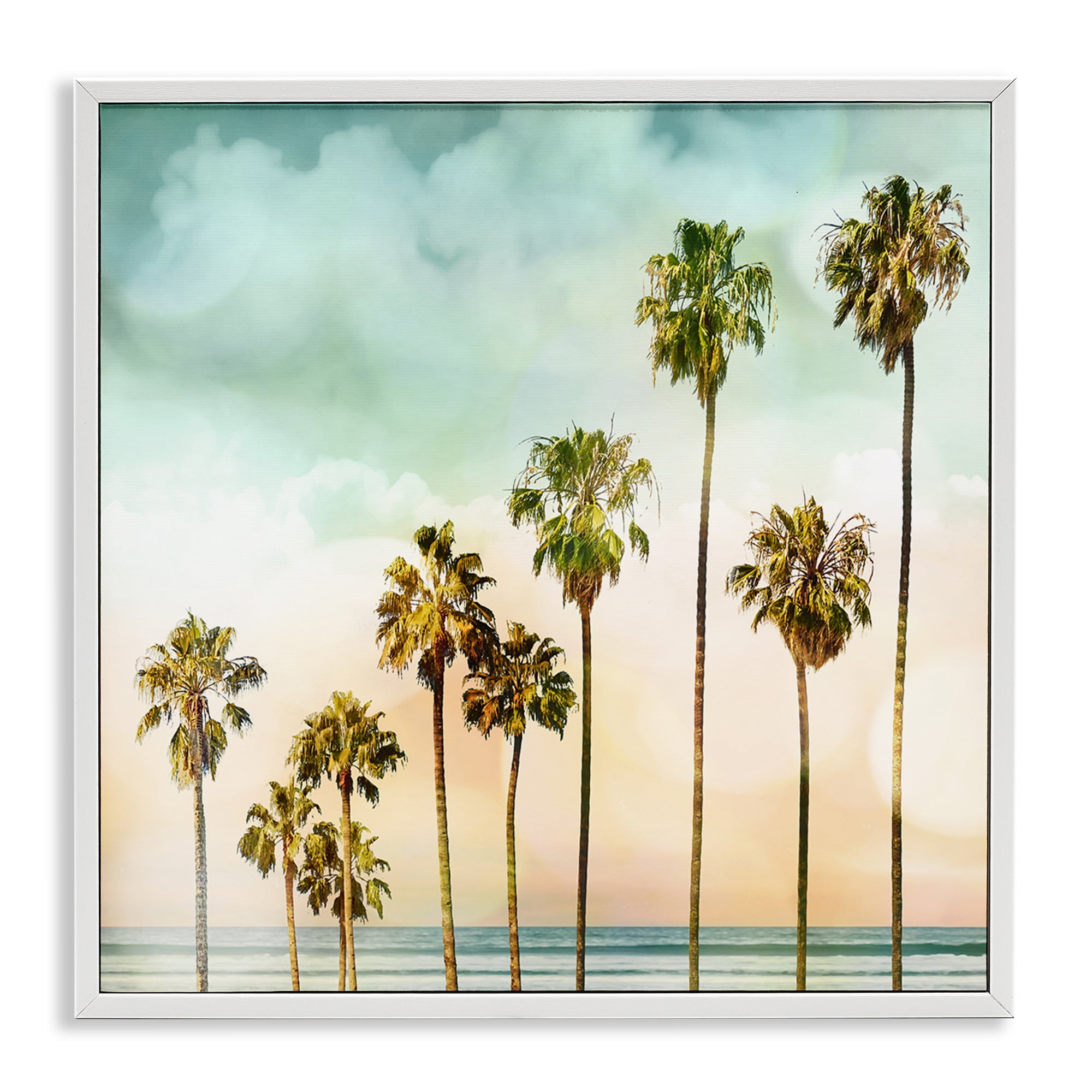 Stupell Industries Angled Palm Trees Nautical & Beach Painting White Framed Art Print Wall Art, 12 x 12