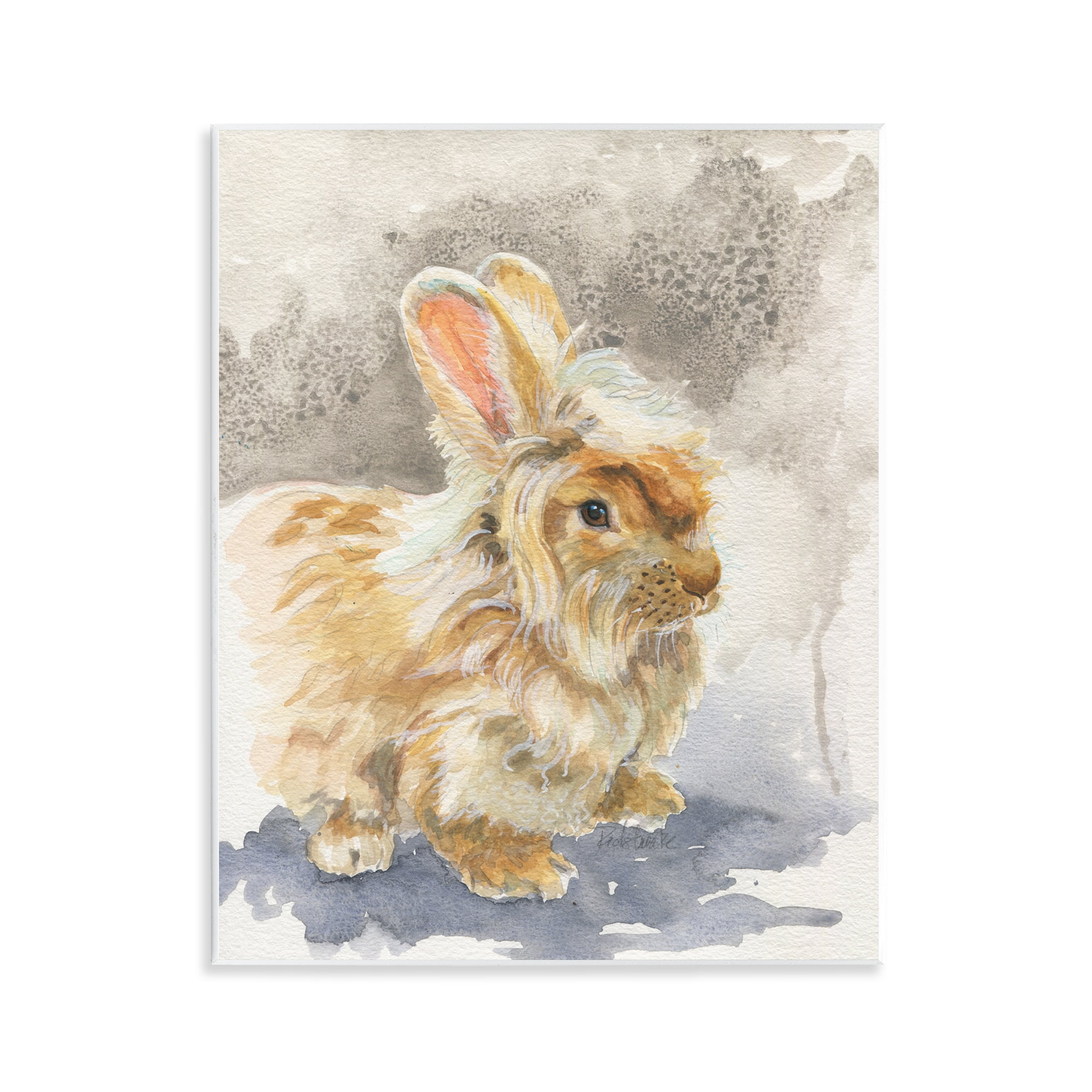 Stupell Industries Angora Bunny Watercolor Animals Painting Unframed Art Print Wall Art, 11 x 14