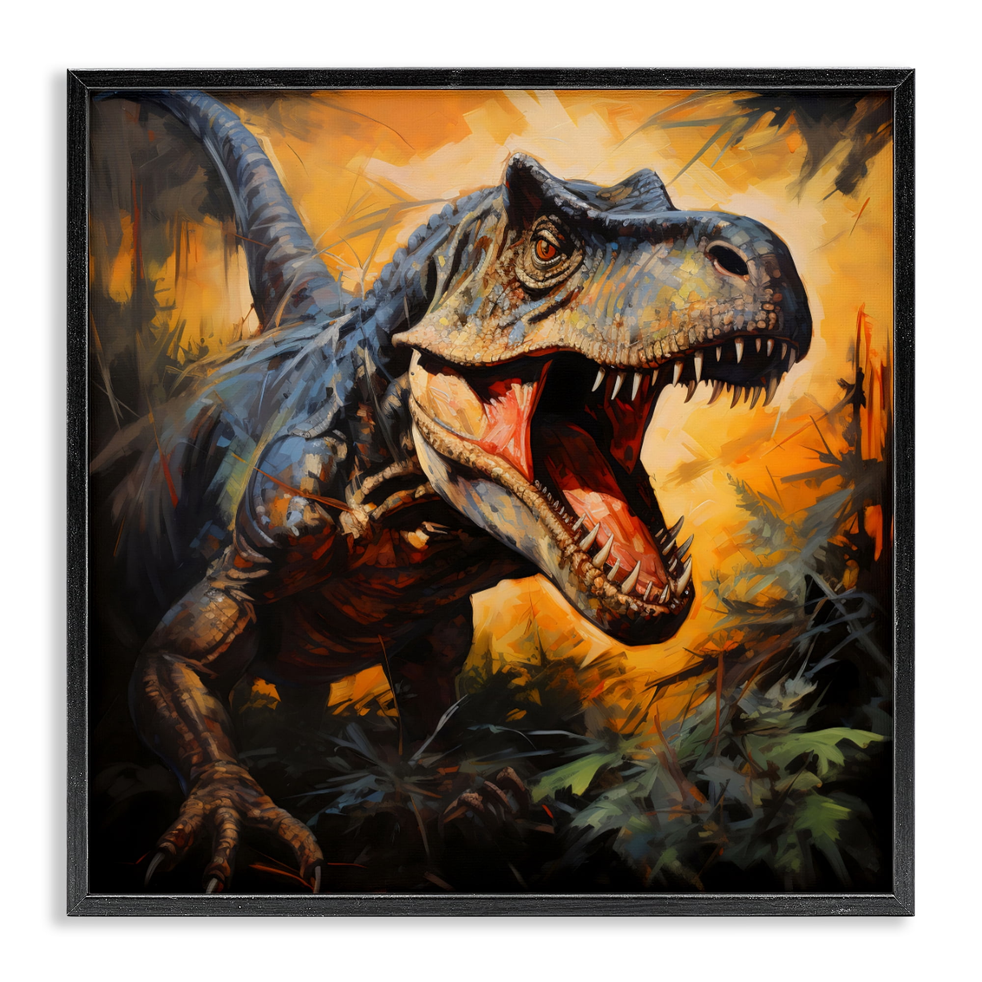 Stupell Industries Angry Dinosaur Roaring Black Framed Giclee Art, design by Creative Studio