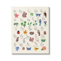 Stupell Industries Animal Alphabet on Beige Landscape Painting Gallery Wrapped Canvas Art Print Wall Art, 16 x 20