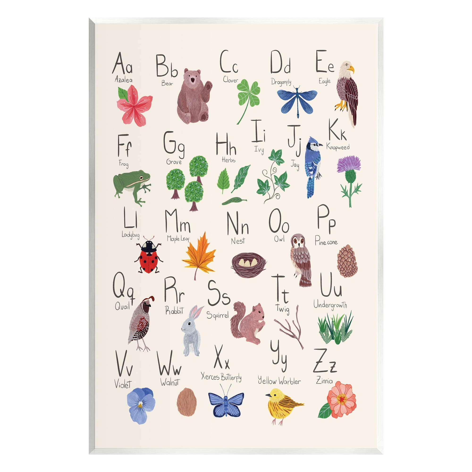 Stupell Industries Animal Alphabet on Beige Landscape Painting Unframed Art Print Wall Art, 10 x 15
