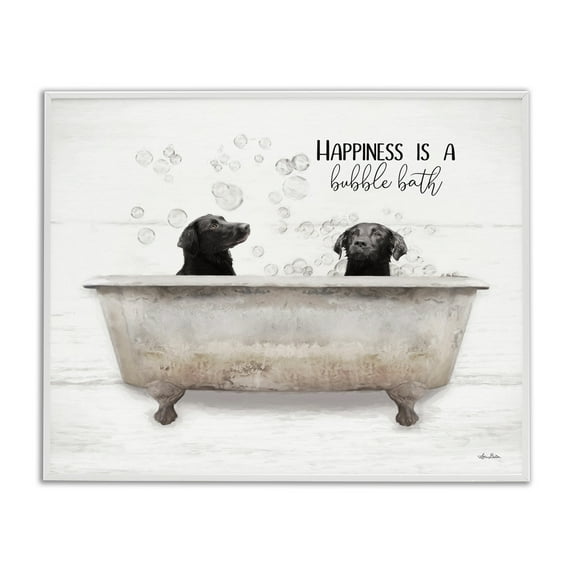 Stupell Industries Animal Bathroom Happy Dogs Animals & Insects Painting White Framed Art Print Wall Art, 30 x 24