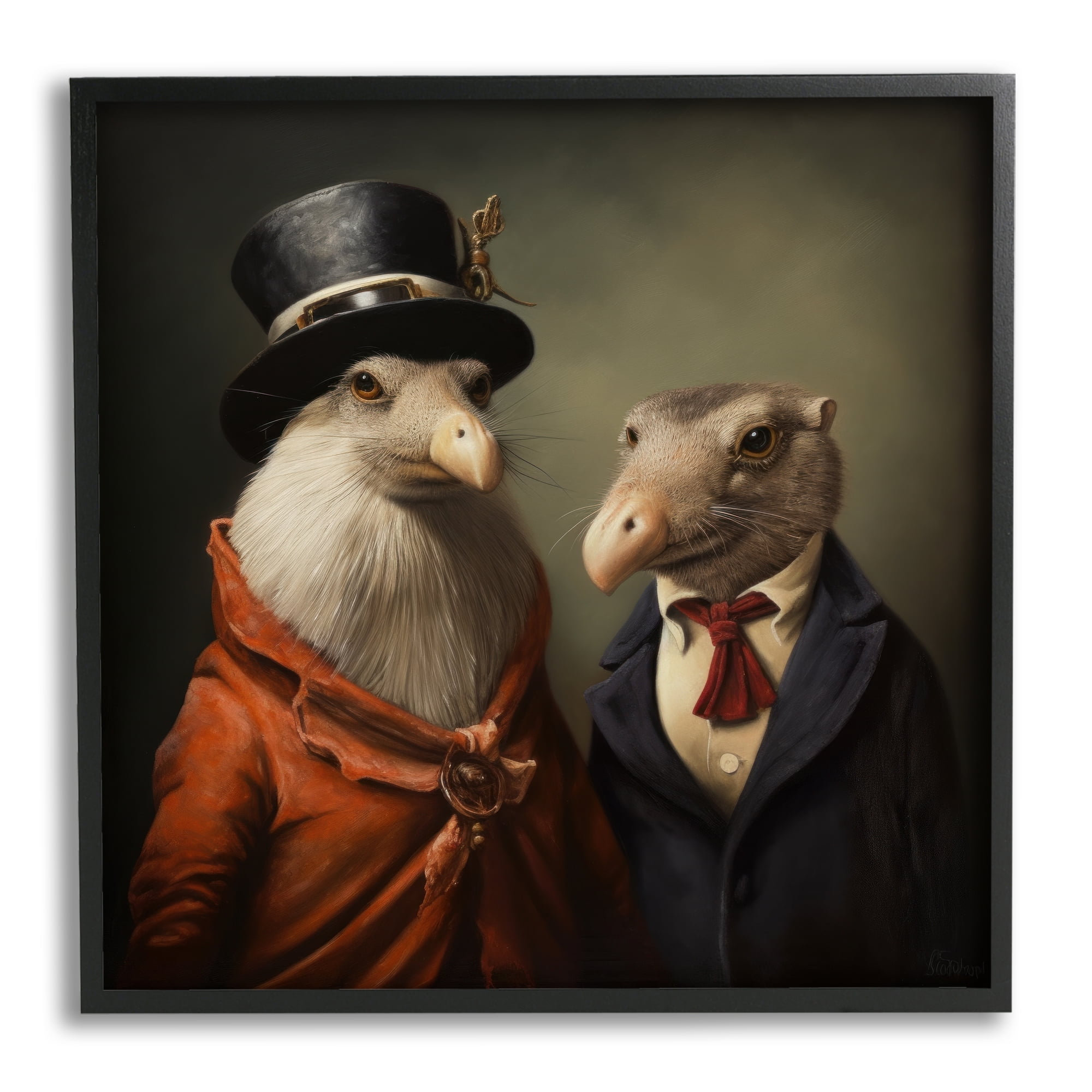 Stupell Industries Animal Couple Vintage Fashion Animals & Insects Painting Black Framed Art Print Wall Art, 17 x 17