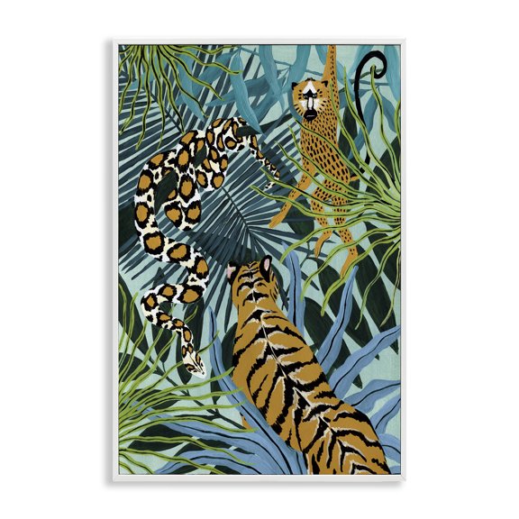 Stupell Industries Animal Dance Exotic Wildlife White Framed Giclee Art design by Yvette St. Amant, 30 x 20