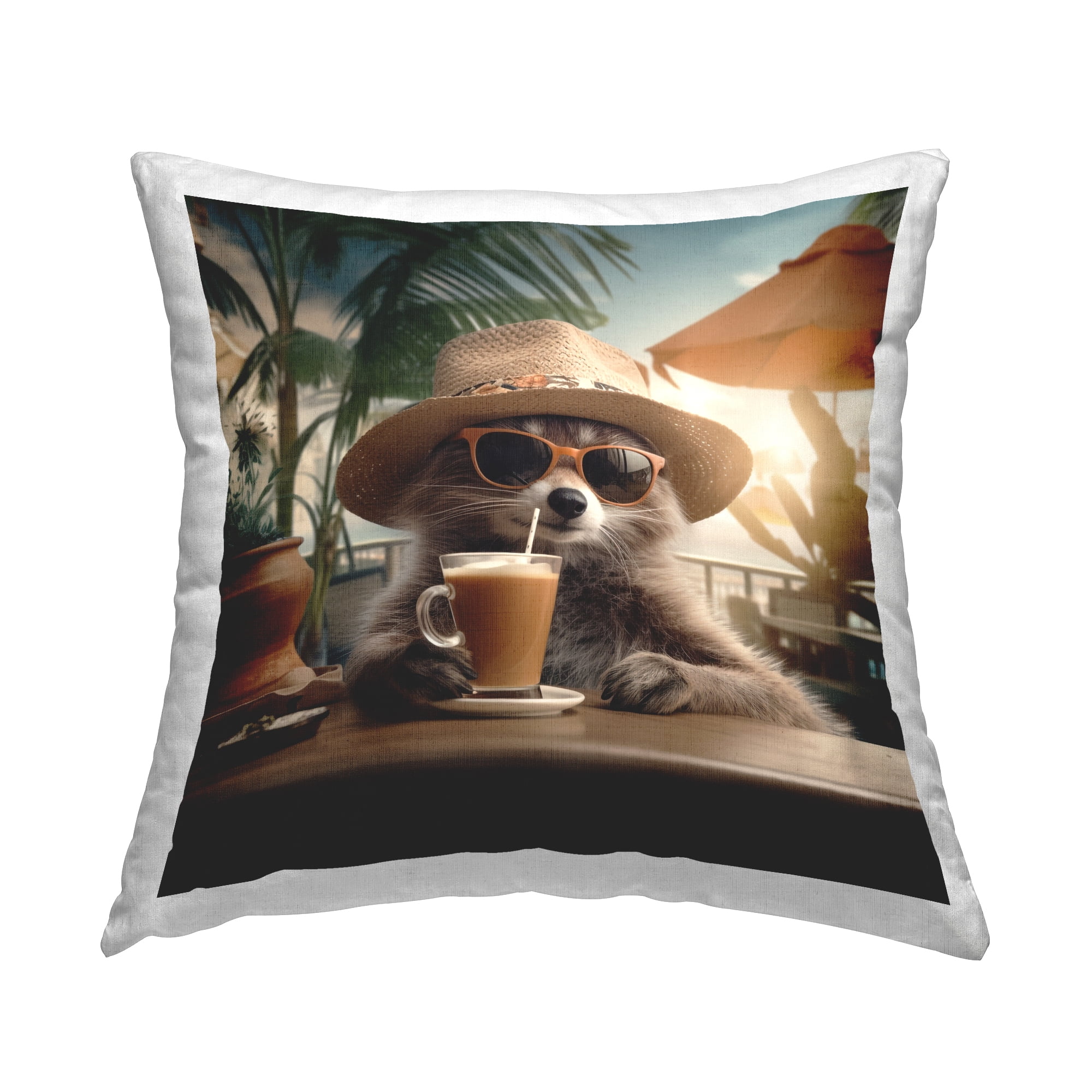 Stupell Industries Animal Sipping Tropical Drink Decorative Printed Throw Pillow Design by RB.