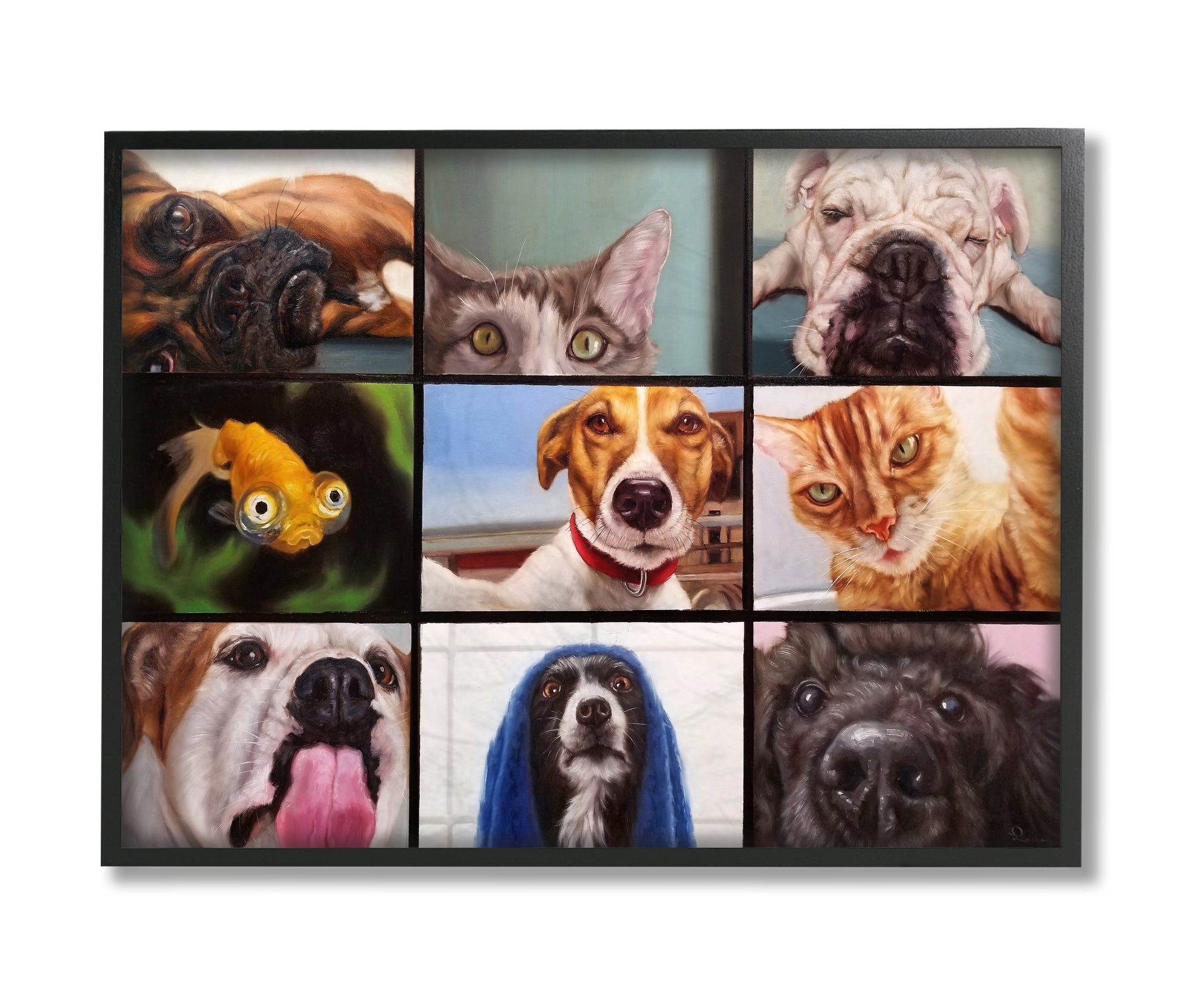 Stupell Industries Animal Video Chat Meeting Office Pet Humor Animals & Insects Painting Black Framed Art Print Wall Art, 24 x 30