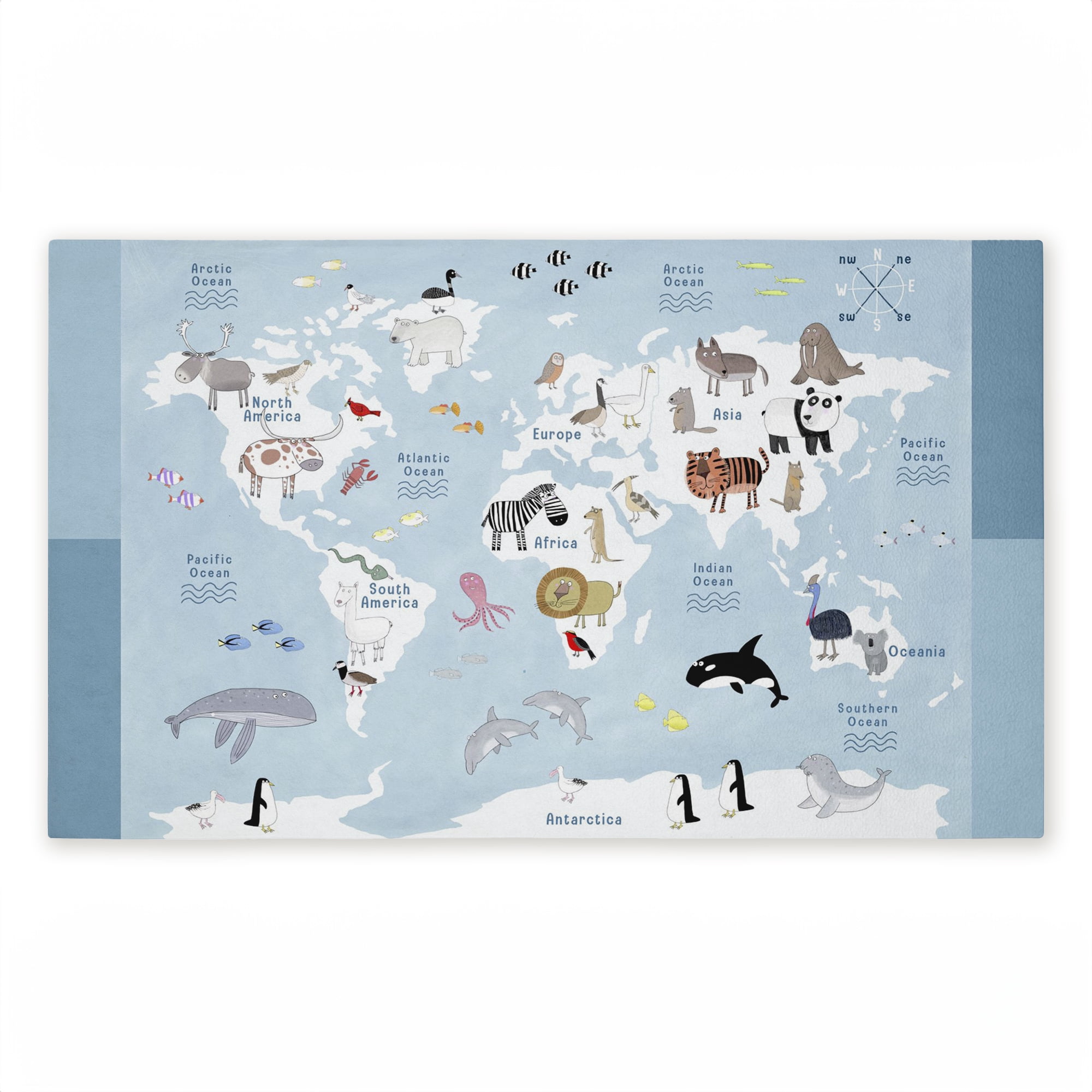 Stupell Industries Animal World Map Education Printed Outdoor Door Floor Mat, design by Carla Daly