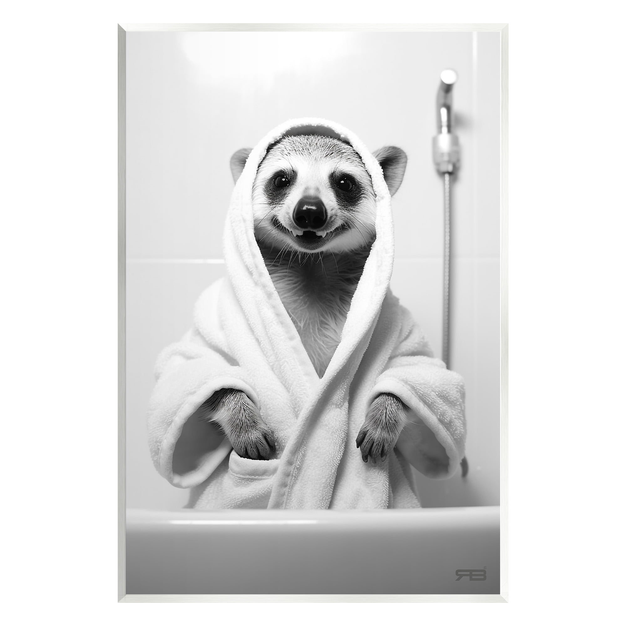 Stupell Industries Animal in Bathroom Robe Animals & Insects Painting Unframed Art Print Wall Art, 10 x 15