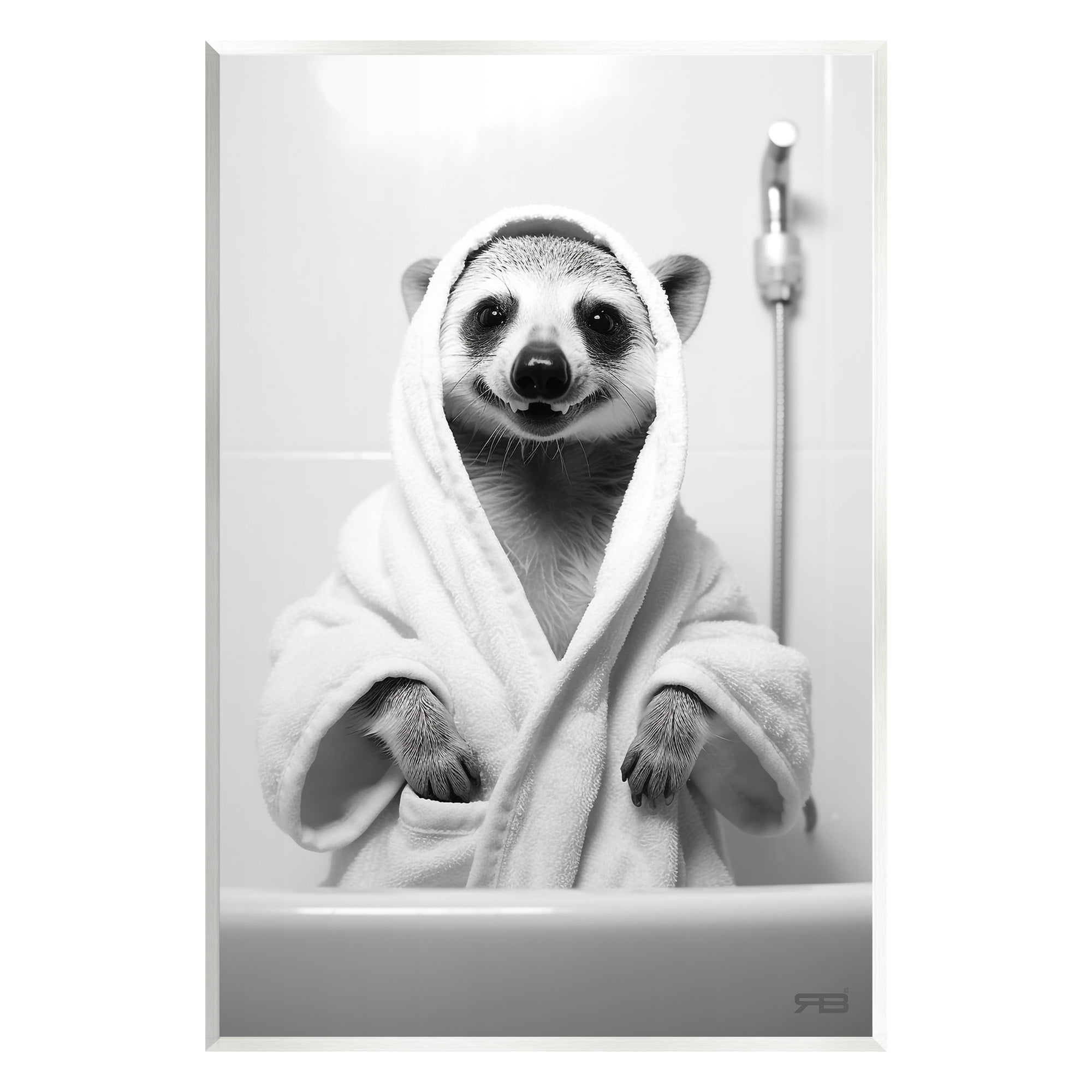 Stupell Industries Animal in Bathroom Robe Animals & Insects Painting Unframed Art Print Wall Art, 13 x 19