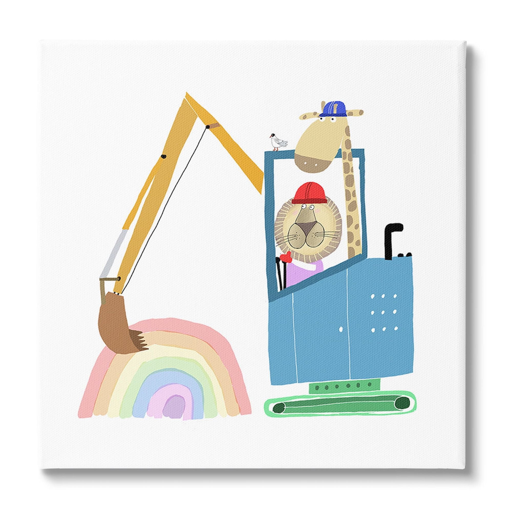 Stupell Industries Animals Digging Rainbow Animals & Insects Painting Gallery Wrapped Canvas Art Print Wall Art, 24 x 24