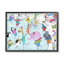 Stupell Industries Animals Ice Skating Scene Animals & Insects Painting Black Framed Art Print Wall Art, 14 x 11