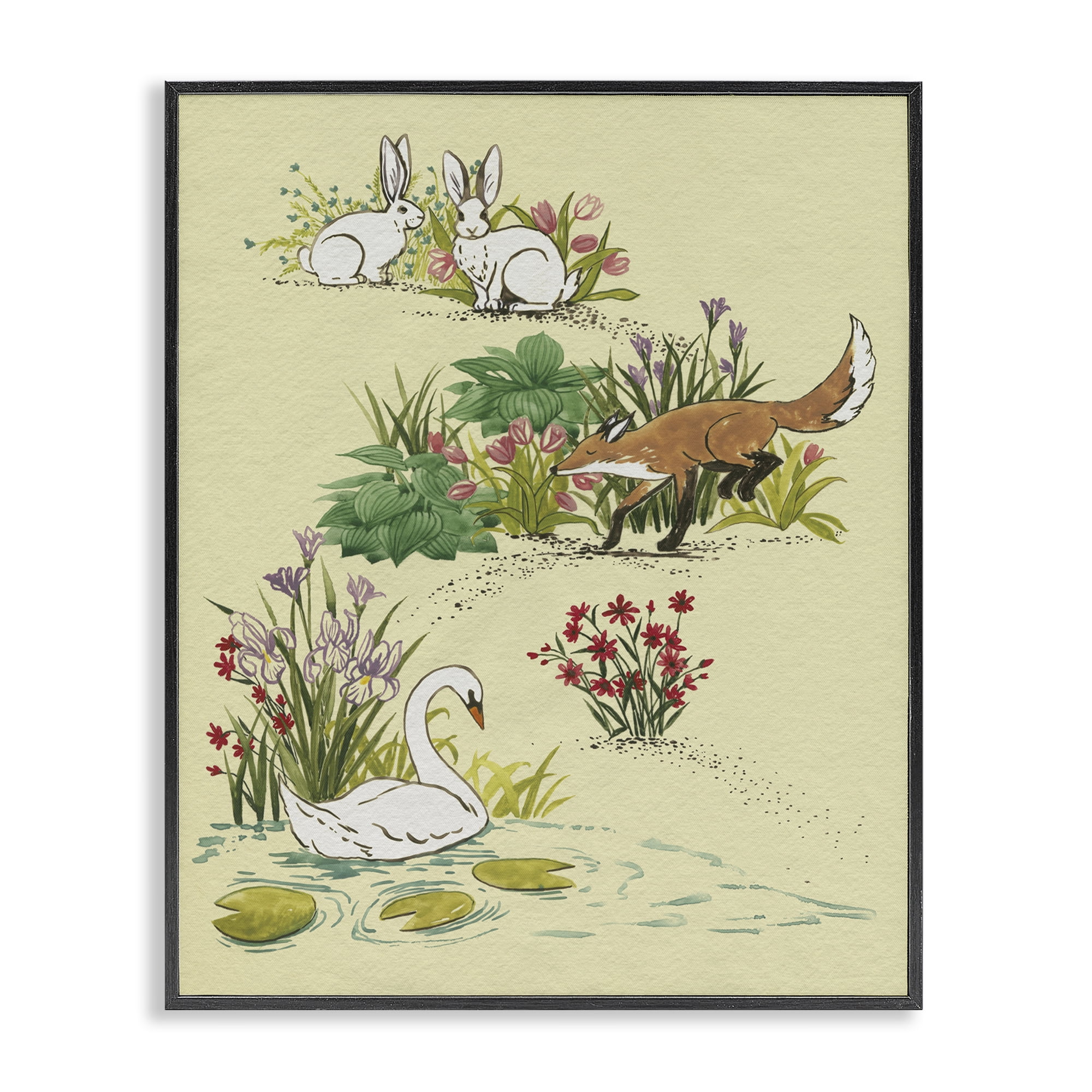 Stupell Industries Animals In Nature Scenes Black Framed Giclee Art, design by Grace Popp