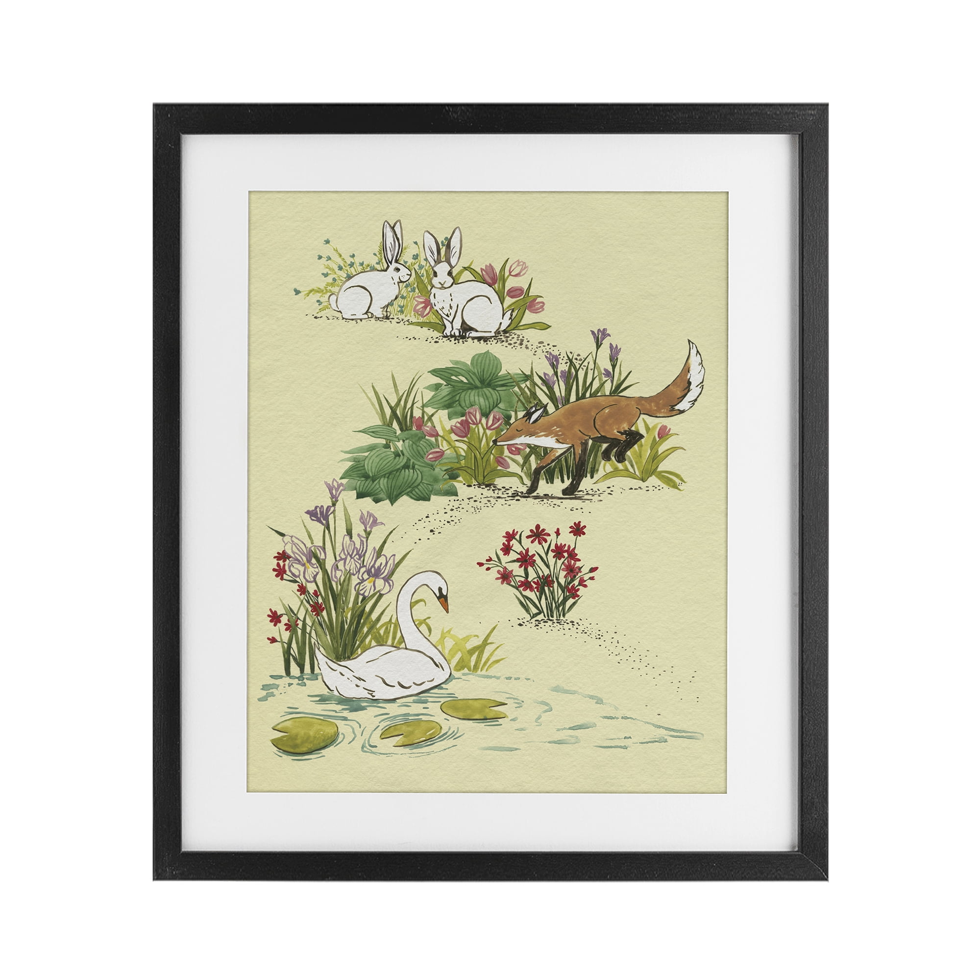 Stupell Industries Animals In Nature Scenes Black Framed Print Under Glass, design by Grace Popp