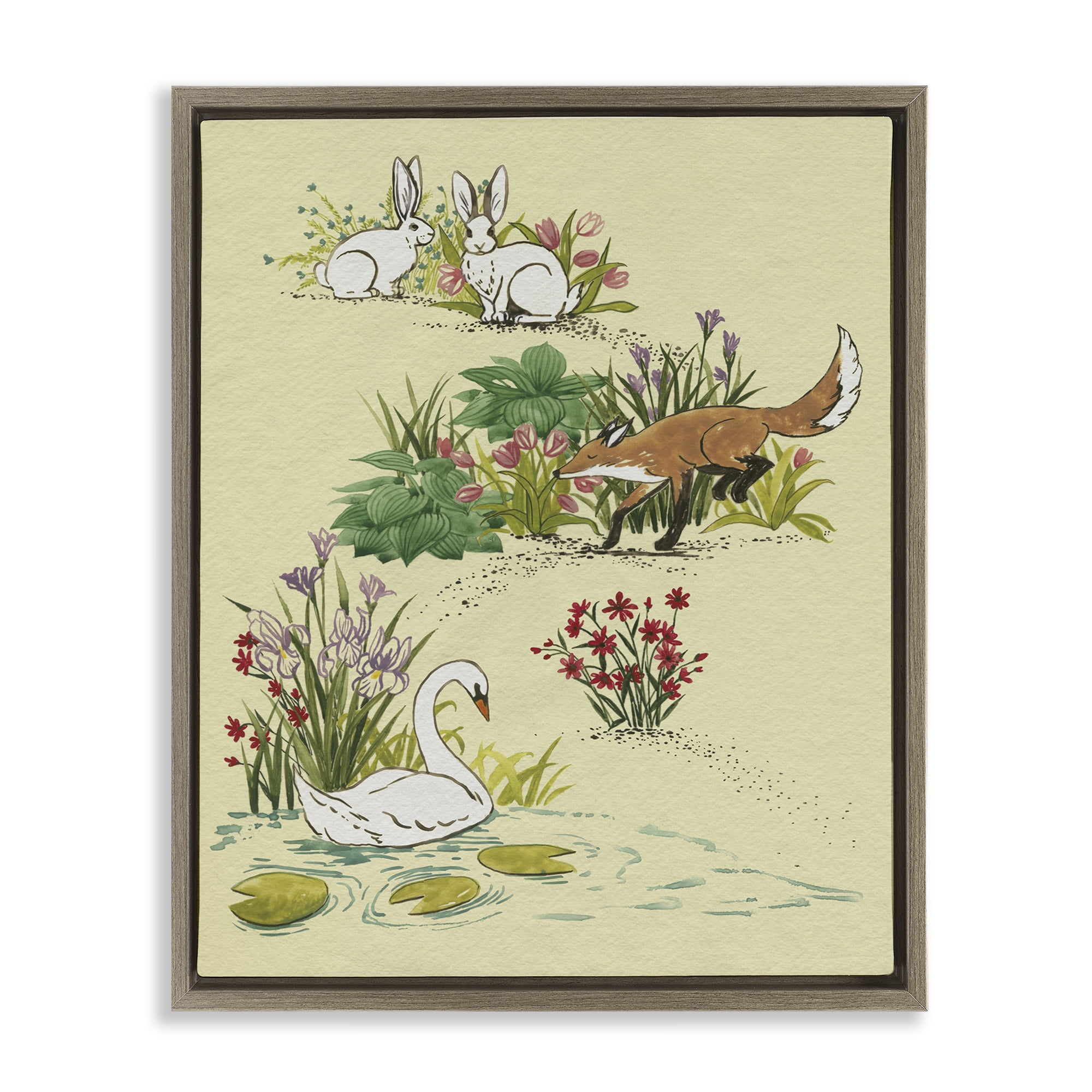 Stupell Industries Animals In Nature Scenes Brown Framed Floater Canvas Wall Art, design by Grace Popp
