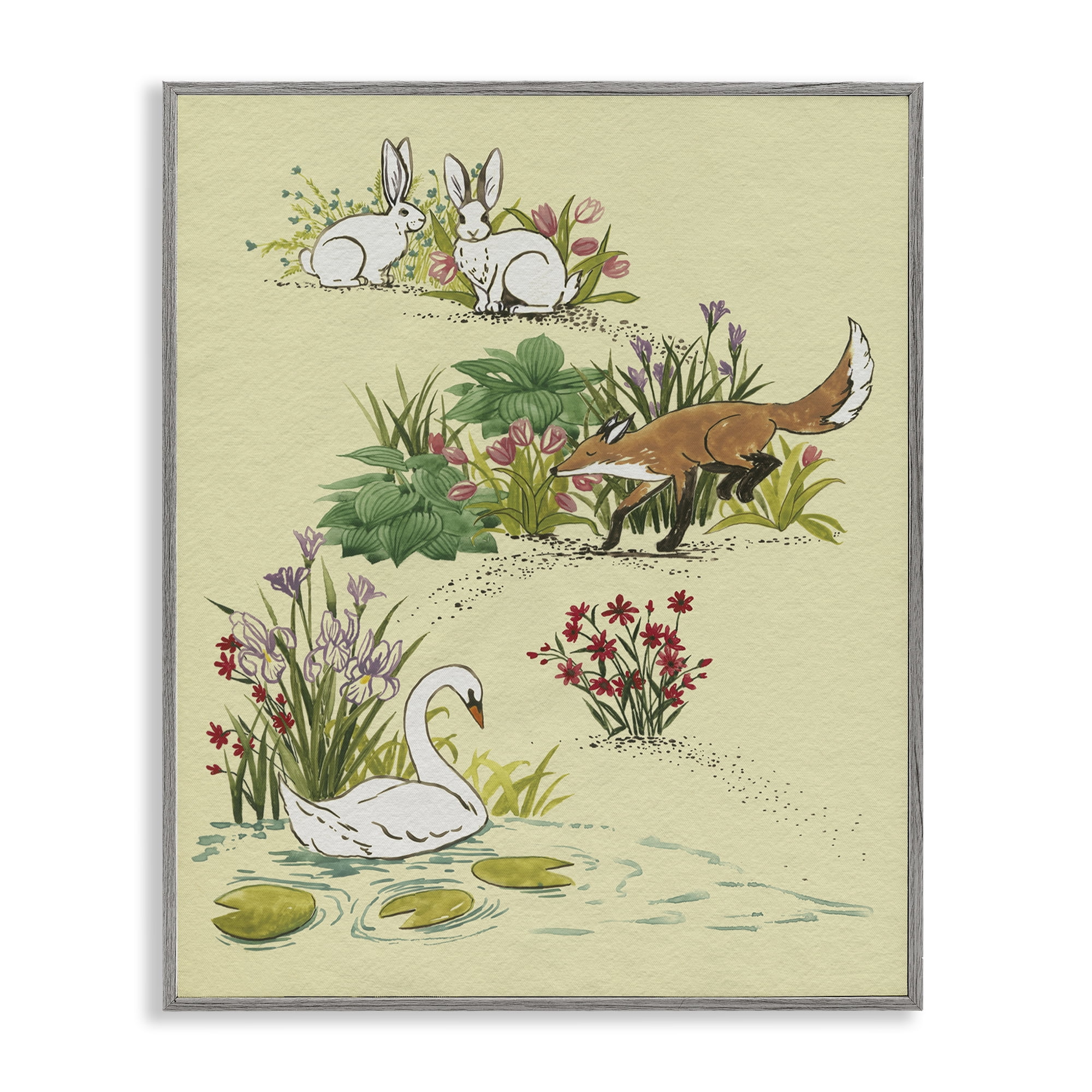 Stupell Industries Animals In Nature Scenes Gray Framed Giclee Art, design by Grace Popp