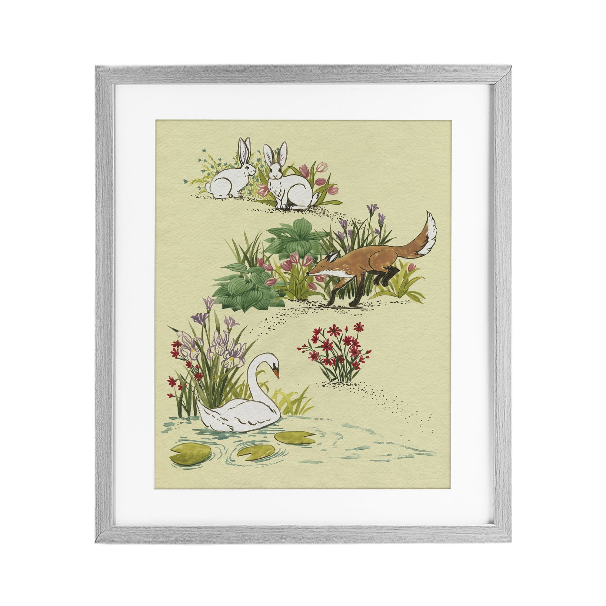 Stupell Industries Animals In Nature Scenes Gray Framed Print Under Glass, design by Grace Popp