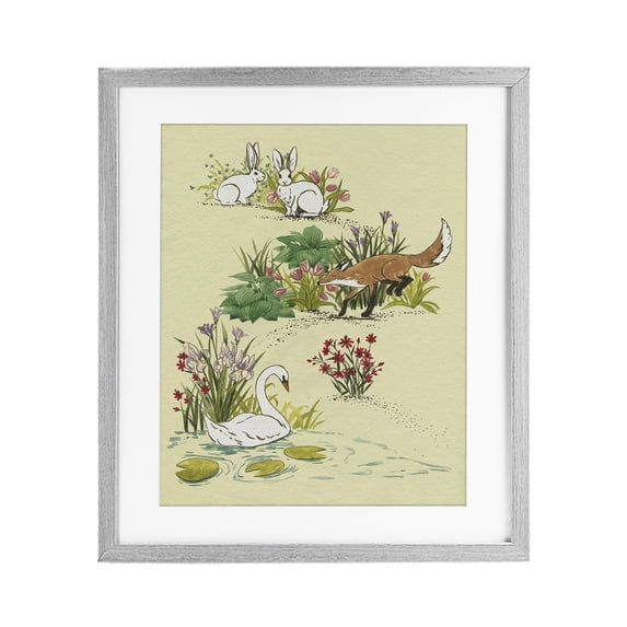 Stupell Industries Eclectic Animals In Nature Scenes Gray Framed Print Under Glass, 17 x 21, by Grace Popp