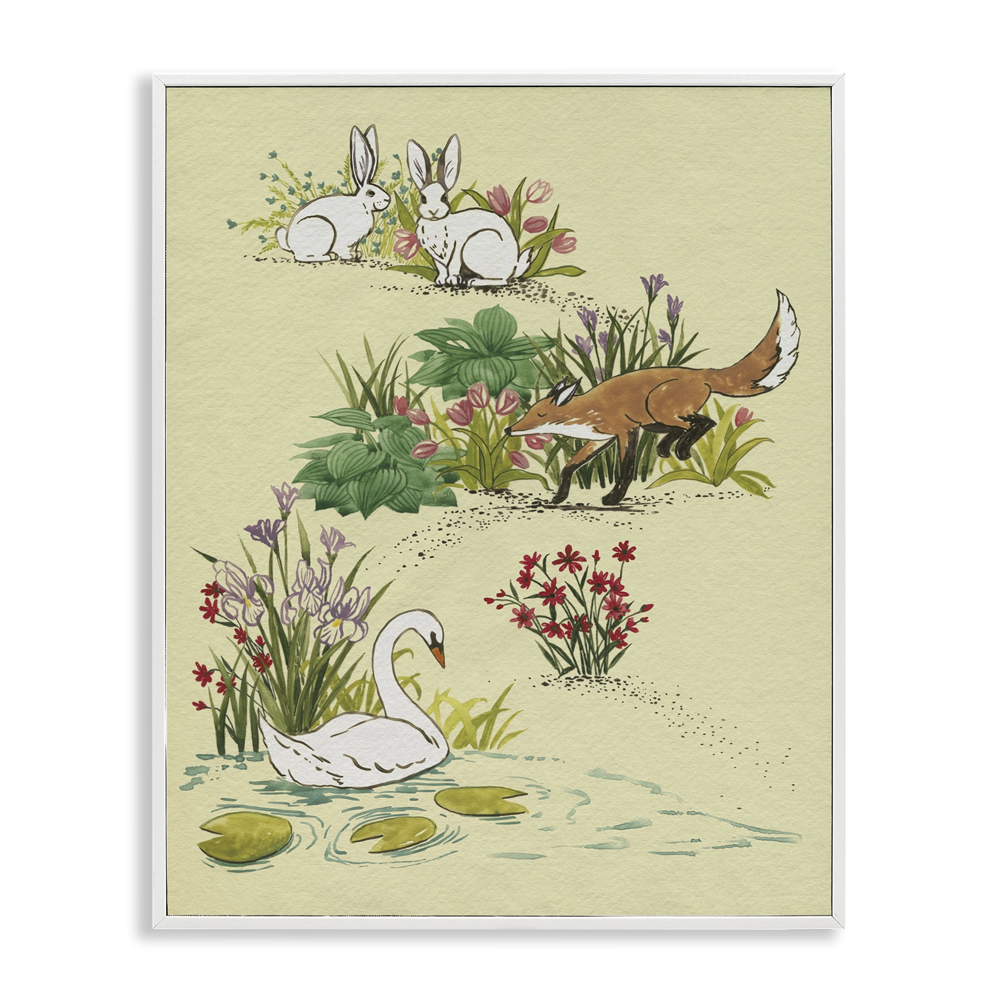 Stupell Industries Animals In Nature Scenes White Framed Giclee Art, design by Grace Popp