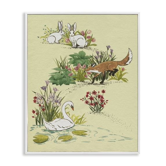 Stupell Industries Eclectic Animals In Nature Scenes White Framed Giclee Art, 16 x 20, by Grace Popp