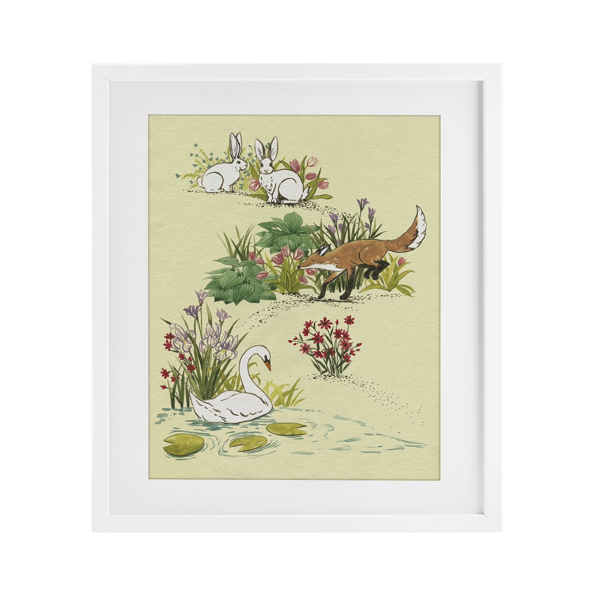 Stupell Industries Animals In Nature Scenes White Framed Print Under Glass, design by Grace Popp