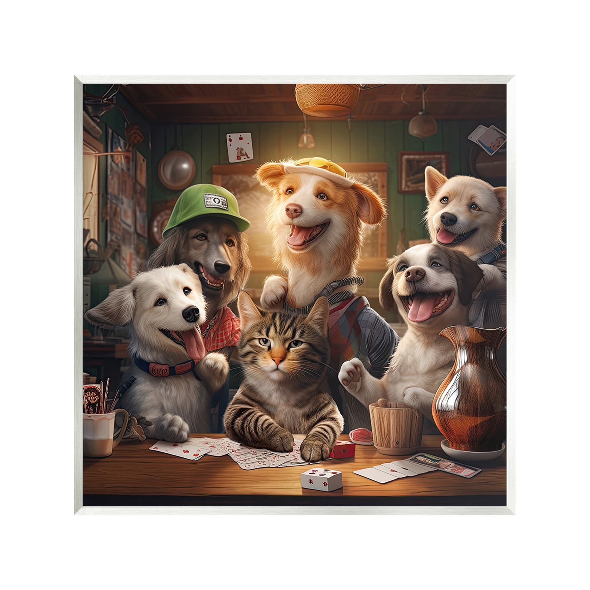 Stupell Industries Animals Playing Card Games Animals & Insects Painting Unframed Art Print Wall Art, 12 x 12