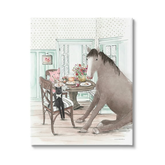 Stupell Industries Animals Sharing Meal Animals & Insects Painting Gallery Wrapped Canvas Print Wall Art, 16 x 20