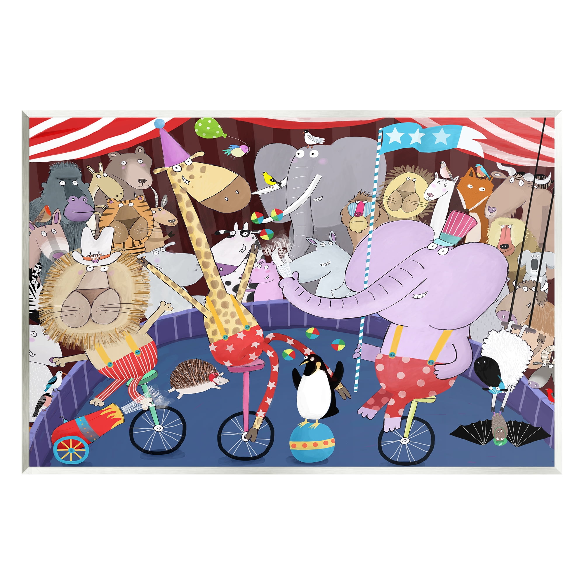 Stupell Industries Animals in Circus Scene Animals & Insects Painting Unframed Art Print Wall Art, 19 x 13