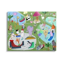 Stupell Industries Animals in Skateboard Park Animals & Insects Painting Gallery Wrapped Canvas Print Wall Art, 20 x 16