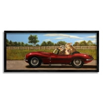 Stupell Industries Animals in Sports Car Animals & Insects Painting Black Framed Art Print Wall Art, 24 x 10