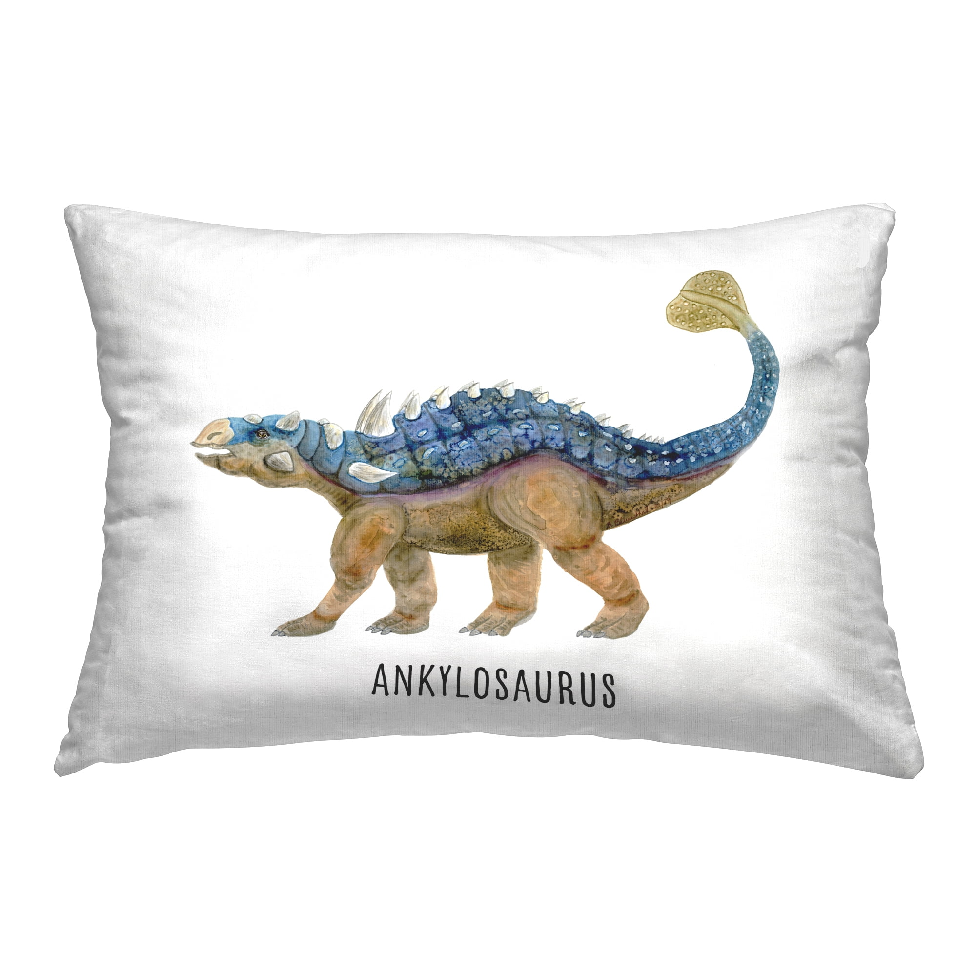 Stupell Industries Ankylosaurus Dinosaur Learning 14" x 20" Animals Print Polyester Throw Pillow, Zip Closure 1 Count
