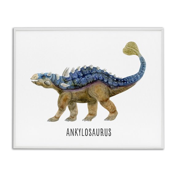 Stupell Industries Ankylosaurus Dinosaur Learning Animals Painting White Framed Art Print Wall Art, 30 x 24