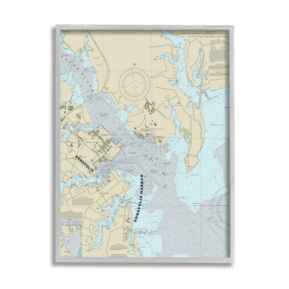 Stupell Industries Annapolis Harbor Nautical Map Traditional Cartography Chart, 24 x 30, Designed by Daphne Polselli