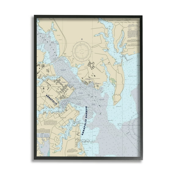 Stupell Industries Annapolis Harbor Nautical Map Traditional Cartography Chart, 24 x 30, Designed by Daphne Polselli