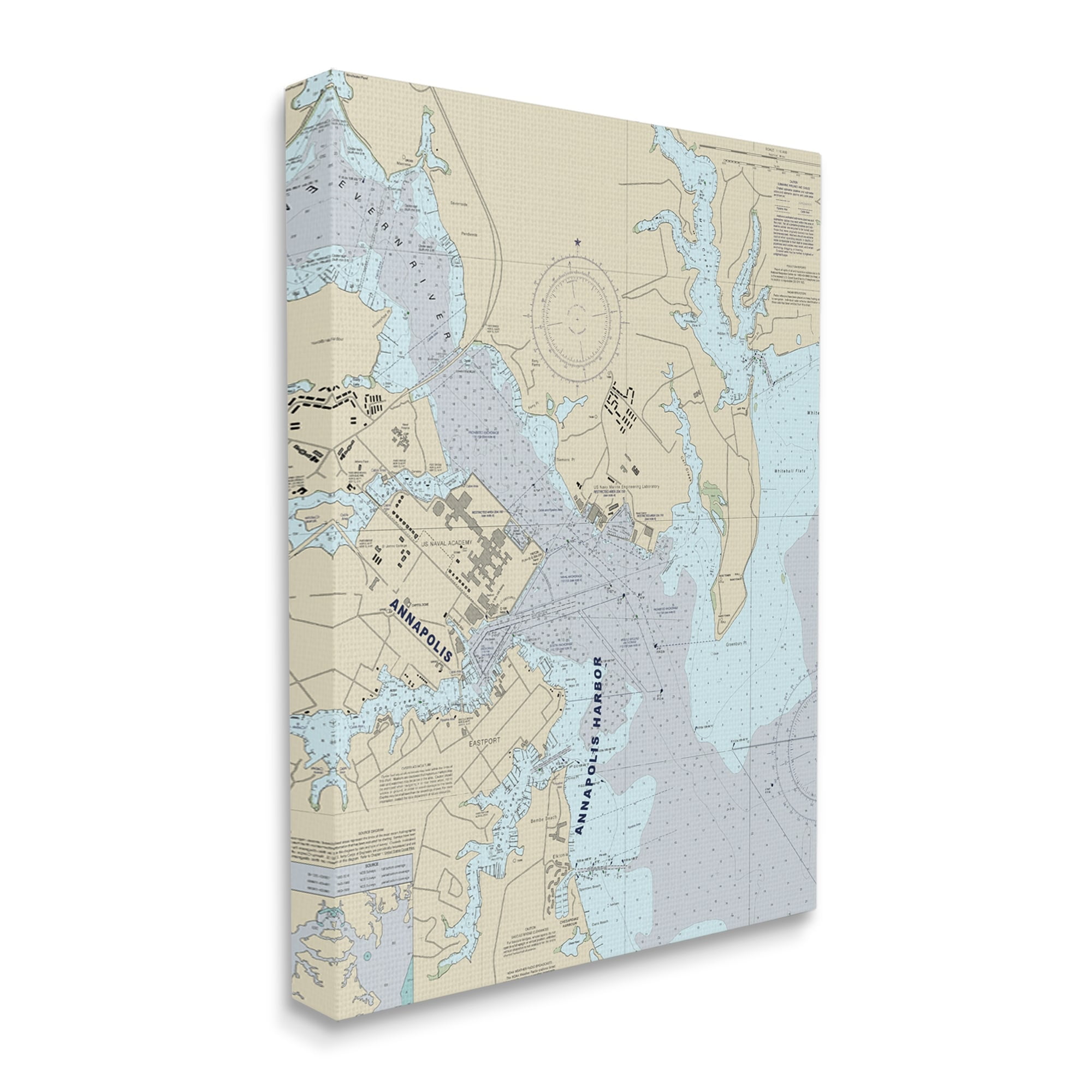 Stupell Industries Annapolis Harbor Nautical Map Traditional Cartography Chart, 30 x 40, Designed by Daphne Polselli