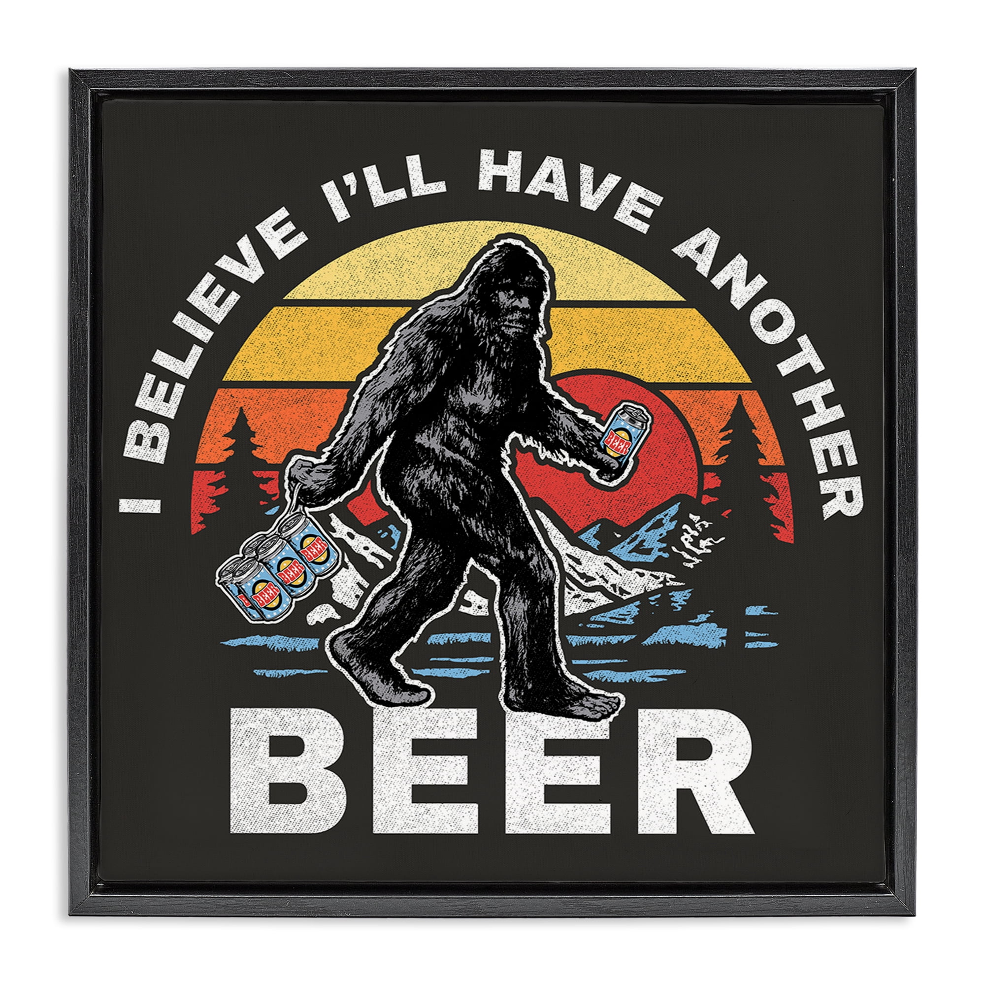 Stupell Industries Another Beer Monster Novelty Painting Black Floater Framed Art Print Wall Art, 18 x 18