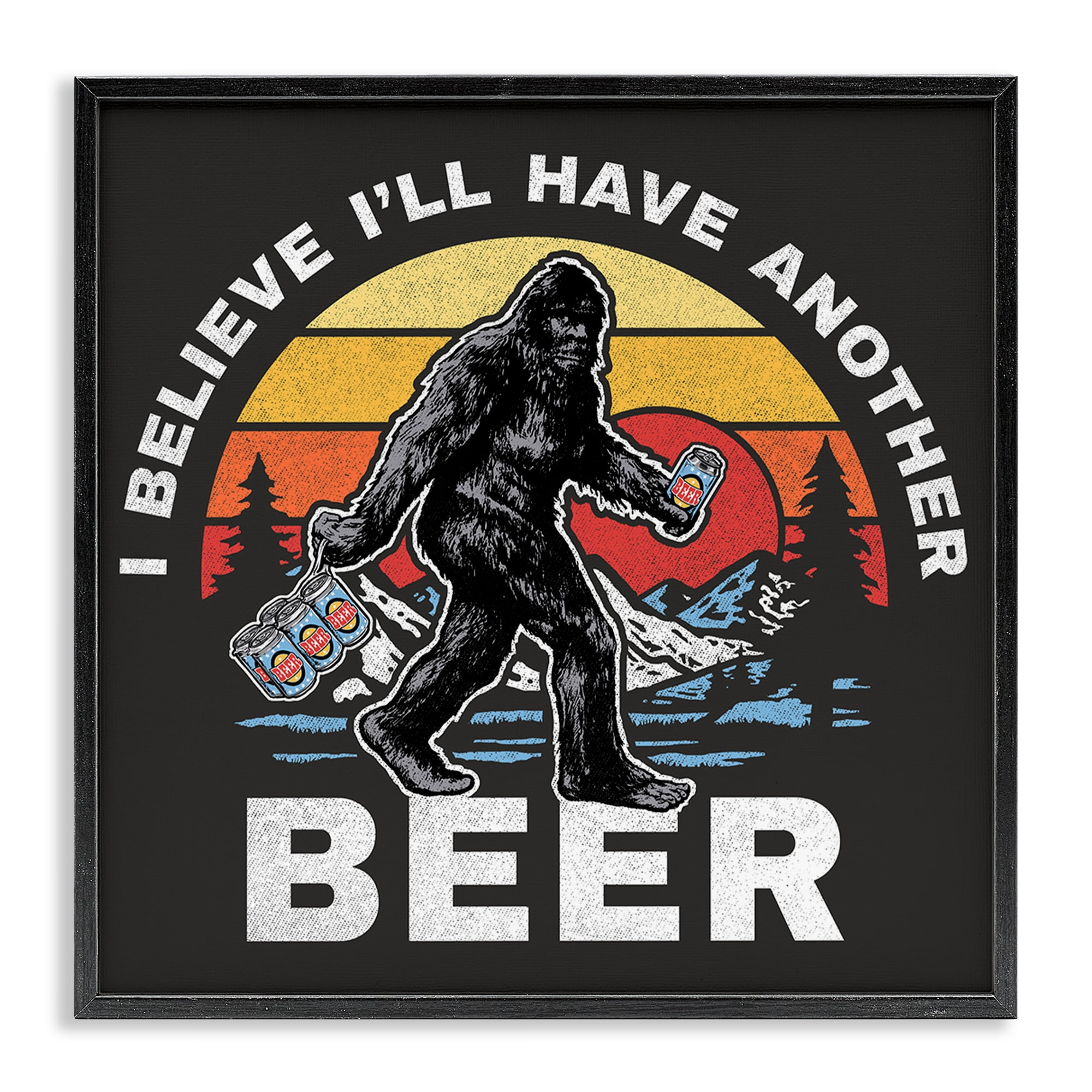 Stupell Industries Another Beer Monster Novelty Painting Black Framed Art Print Wall Art, 24 x 24