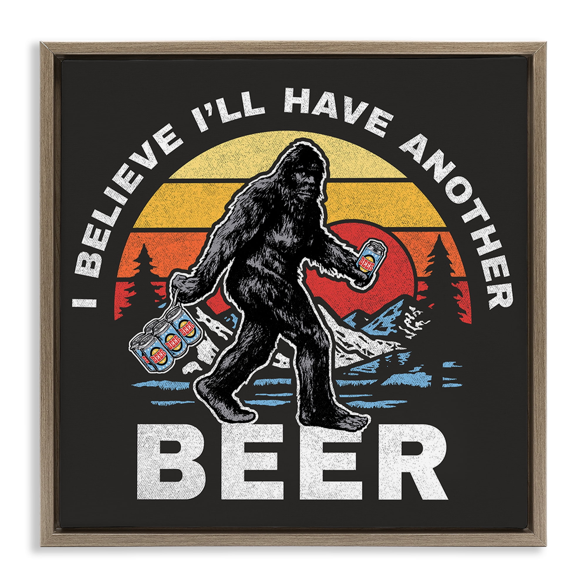 Stupell Industries Another Beer Monster Novelty Painting Brown Floater Framed Art Print Wall Art, 18 x 18