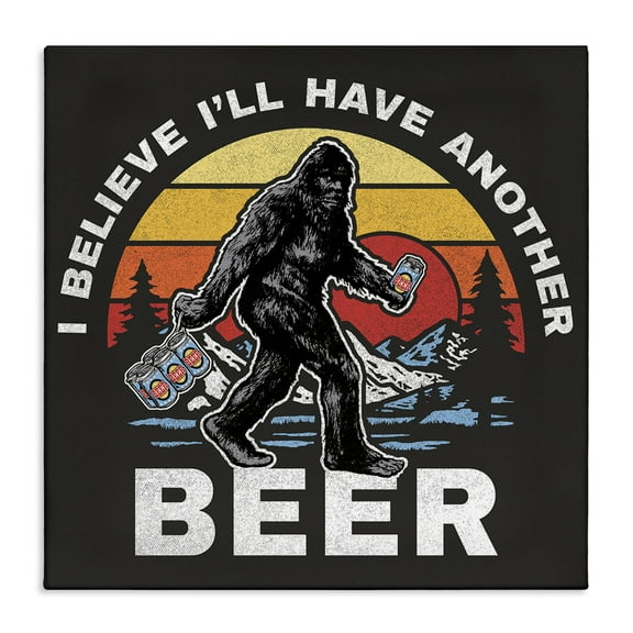 Stupell Industries Another Beer Monster Novelty Painting Gallery Wrapped Canvas Art Print Wall Art, 17 x 17