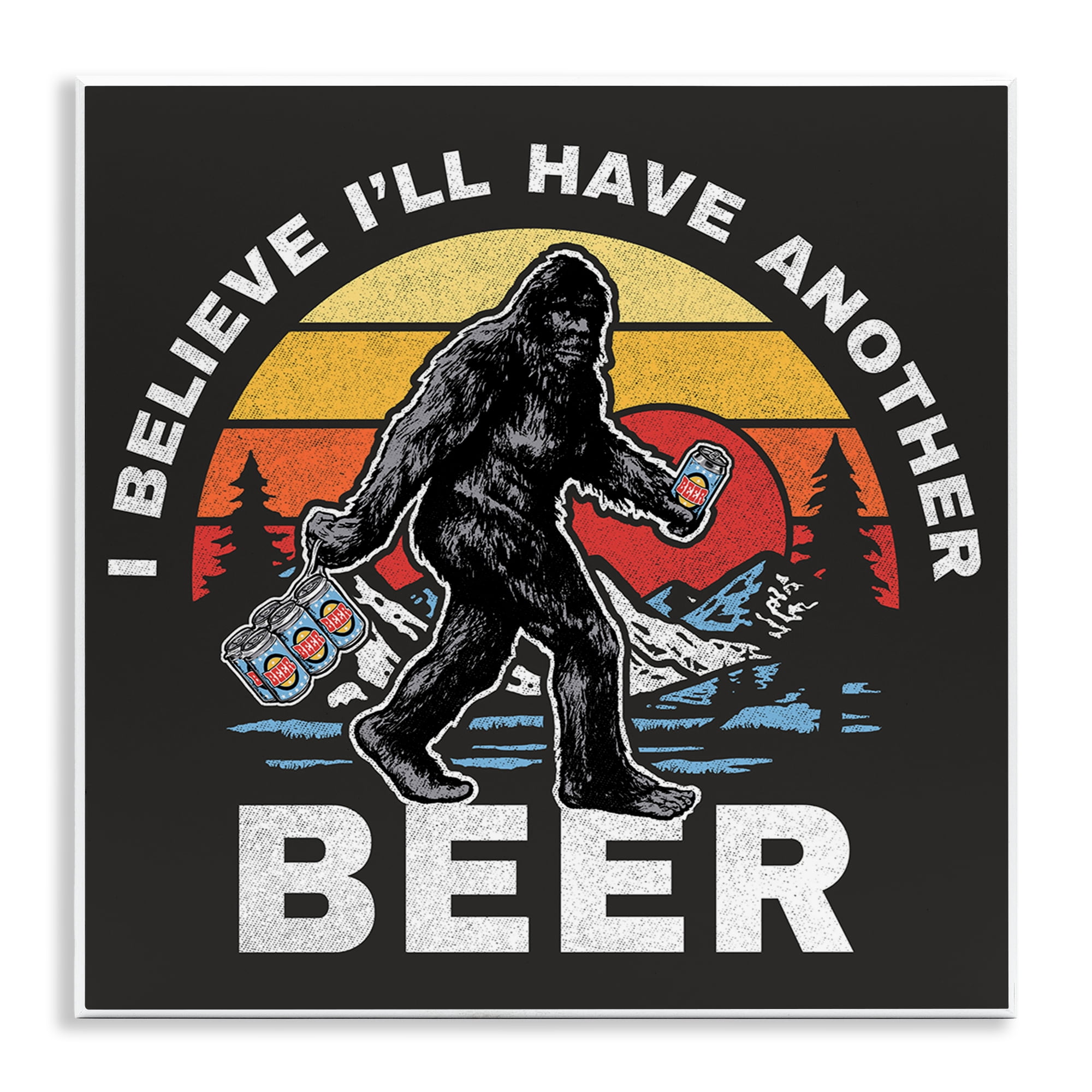 Stupell Industries Another Beer Monster Novelty Painting Unframed Art Print Wall Art, 12 x 12