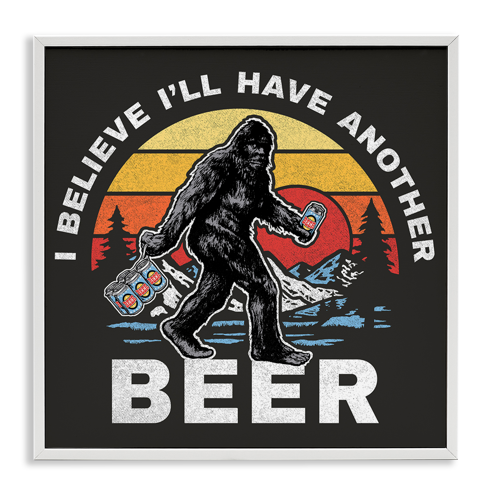 Stupell Industries Another Beer Monster Novelty Painting White Framed Art Print Wall Art, 17 x 17