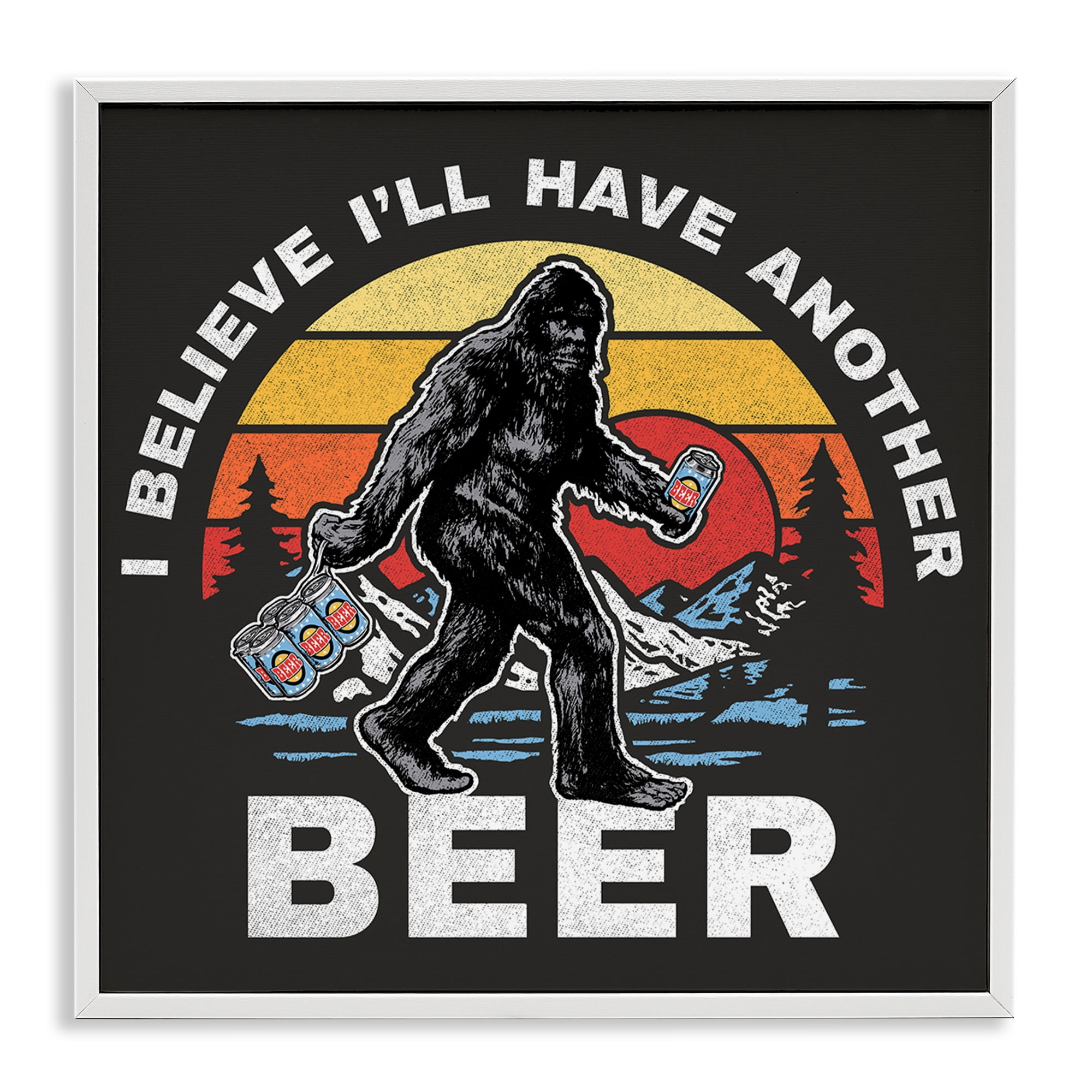 Stupell Industries Another Beer Monster Novelty Painting White Framed Art Print Wall Art, 24 x 24