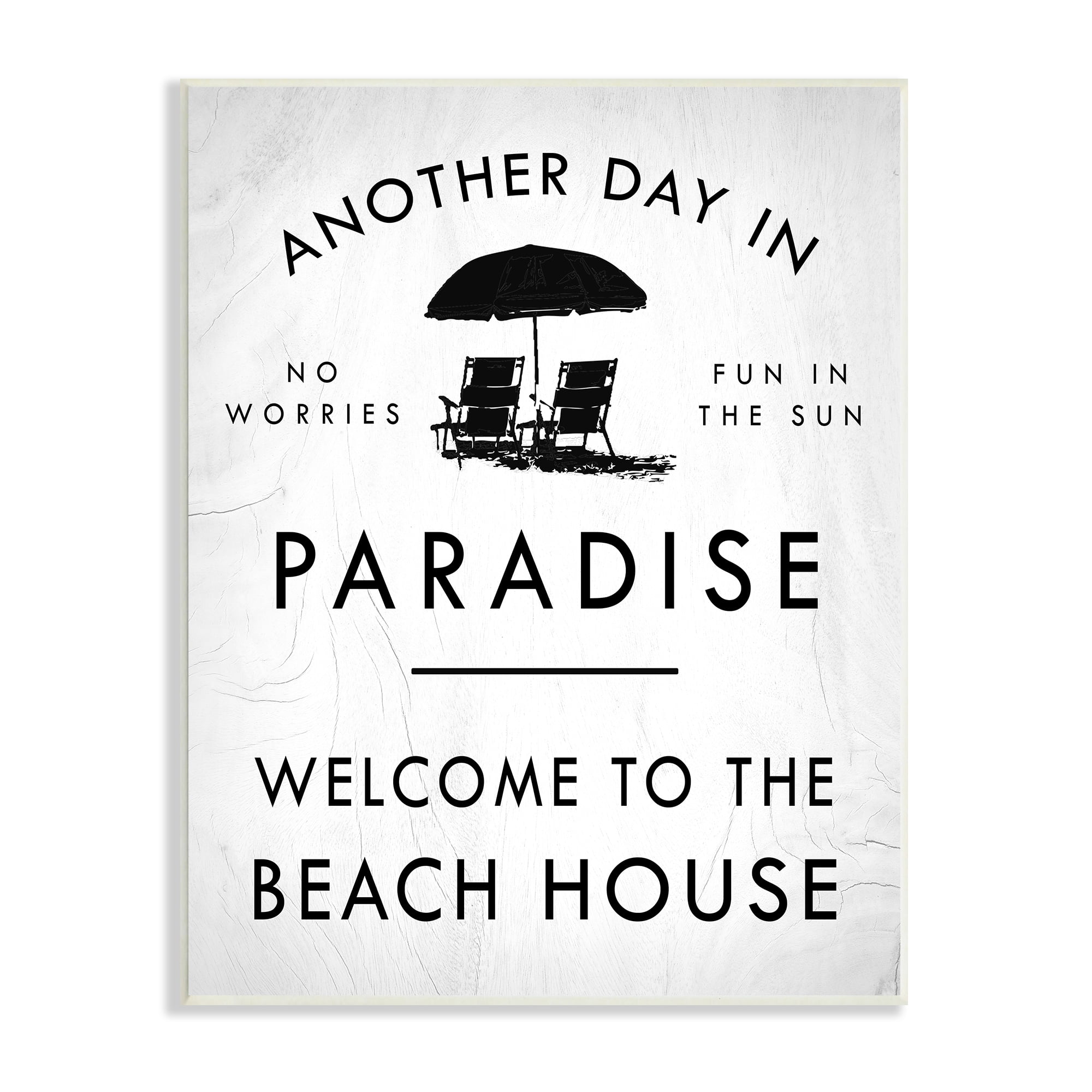 Stupell Industries Another Day In Paradise Beach House Sign Umbrella, 10 x 15, Design by Daphne Polselli