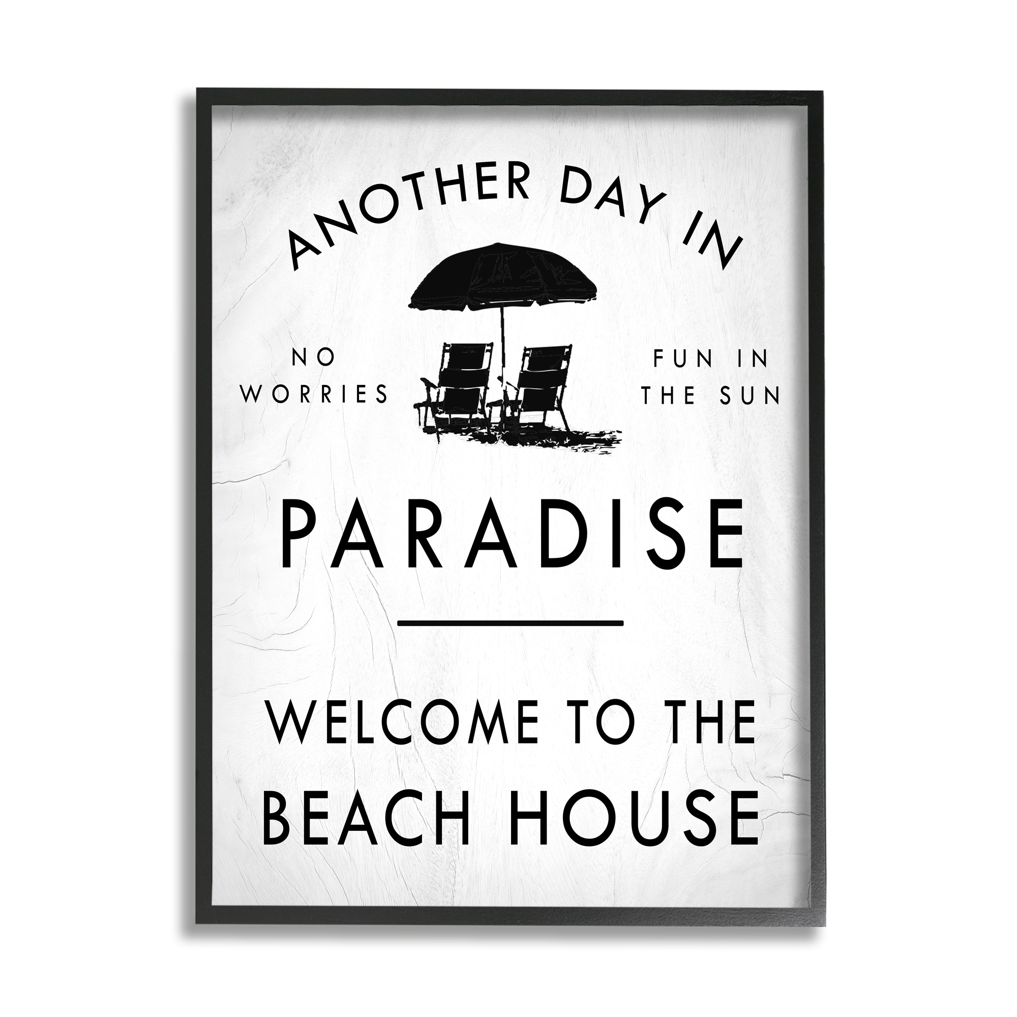 Stupell Industries Another Day In Paradise Beach House Sign Umbrella, 11 x 14, Design by Daphne Polselli