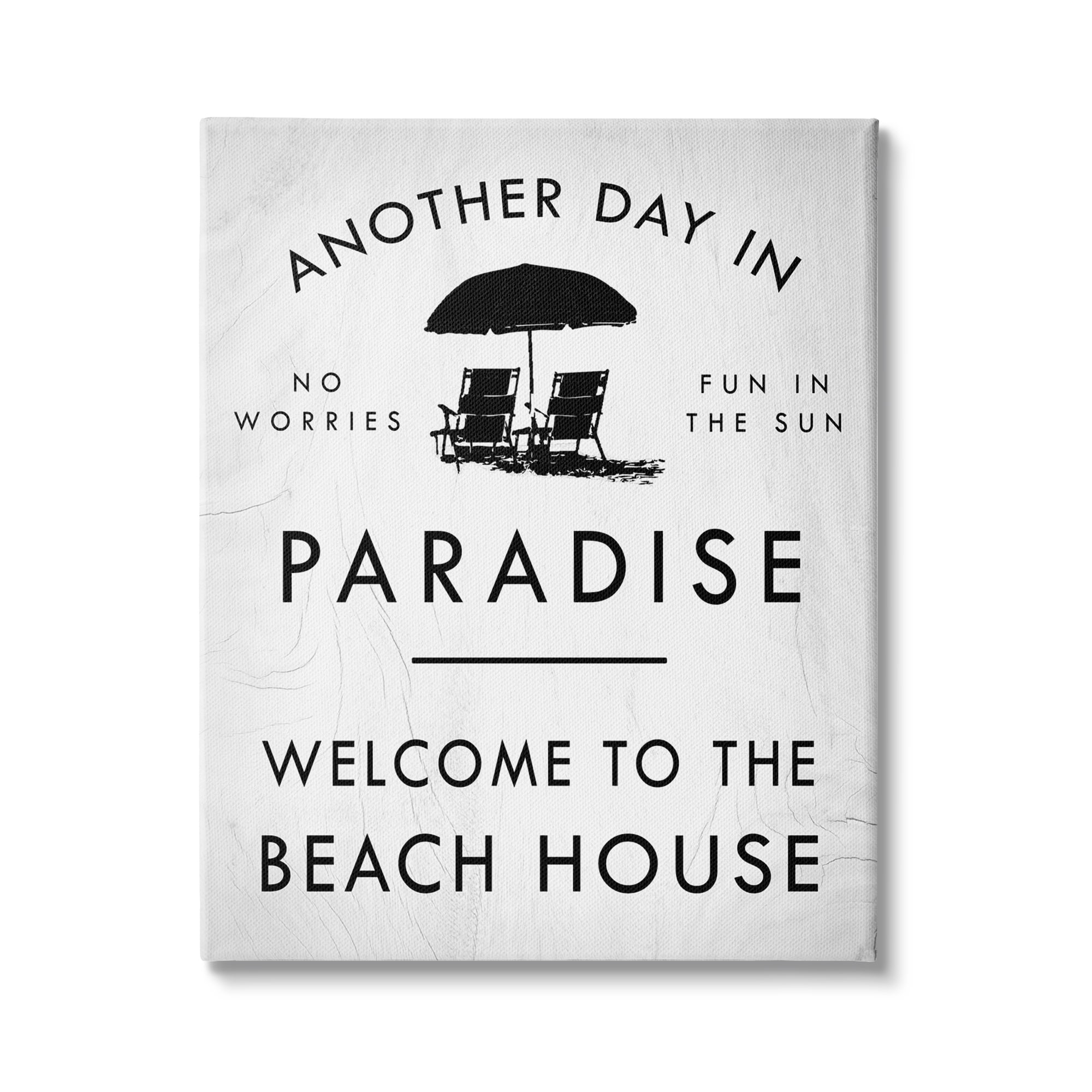 Stupell Industries Another Day In Paradise Beach House Sign Umbrella, 16 x 20, Design by Daphne Polselli