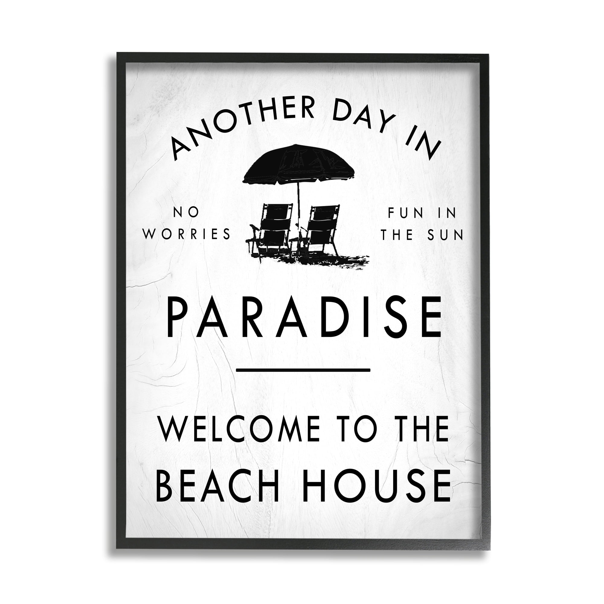 Stupell Industries Another Day In Paradise Beach House Sign Umbrella, 16 x 20, Design by Daphne Polselli