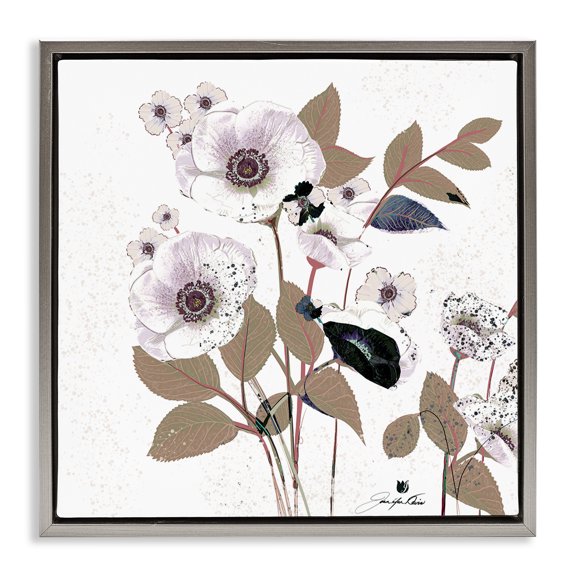 Stupell Industries Answered Prayers White Flowers Floral Painting Gray Floater Framed Canvas Art Print Wall Art, 25 x 25