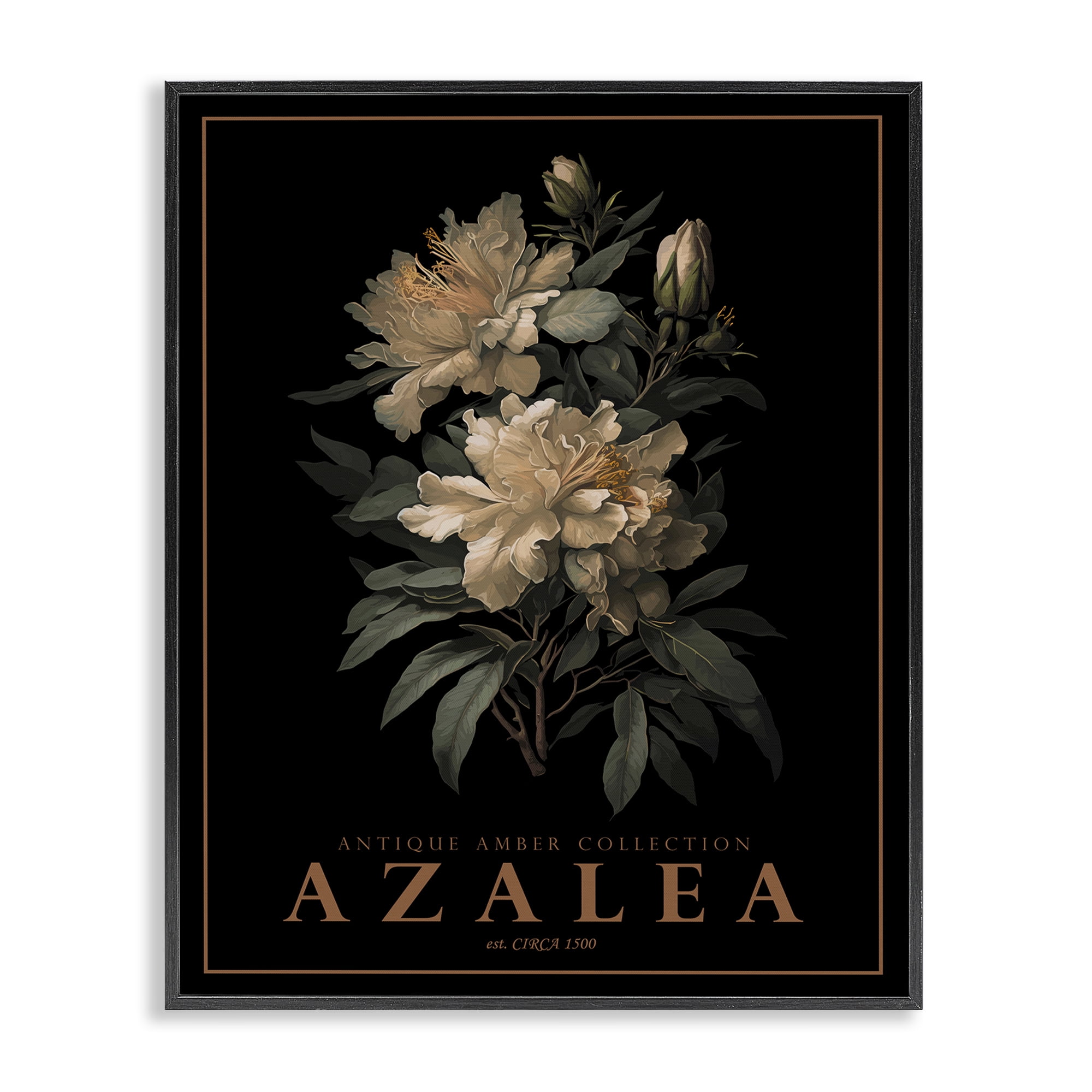 Stupell Industries Antique Azalea Bushel Black Framed Giclee Art, design by Christopher Giampietro